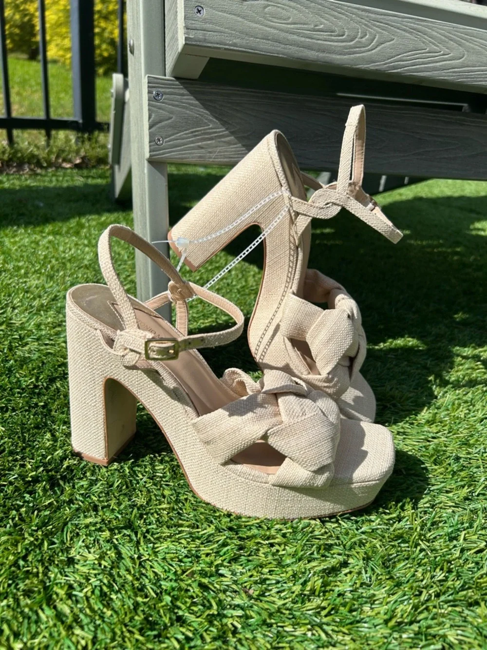 Antonio Melani Linen Knot Knotted Platform Ankle Strap Sandals Shoes Women’s 9.5 - Picture 2 of 13